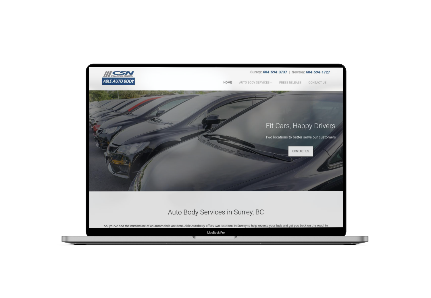 Mockup Mac Website Auto Body Services