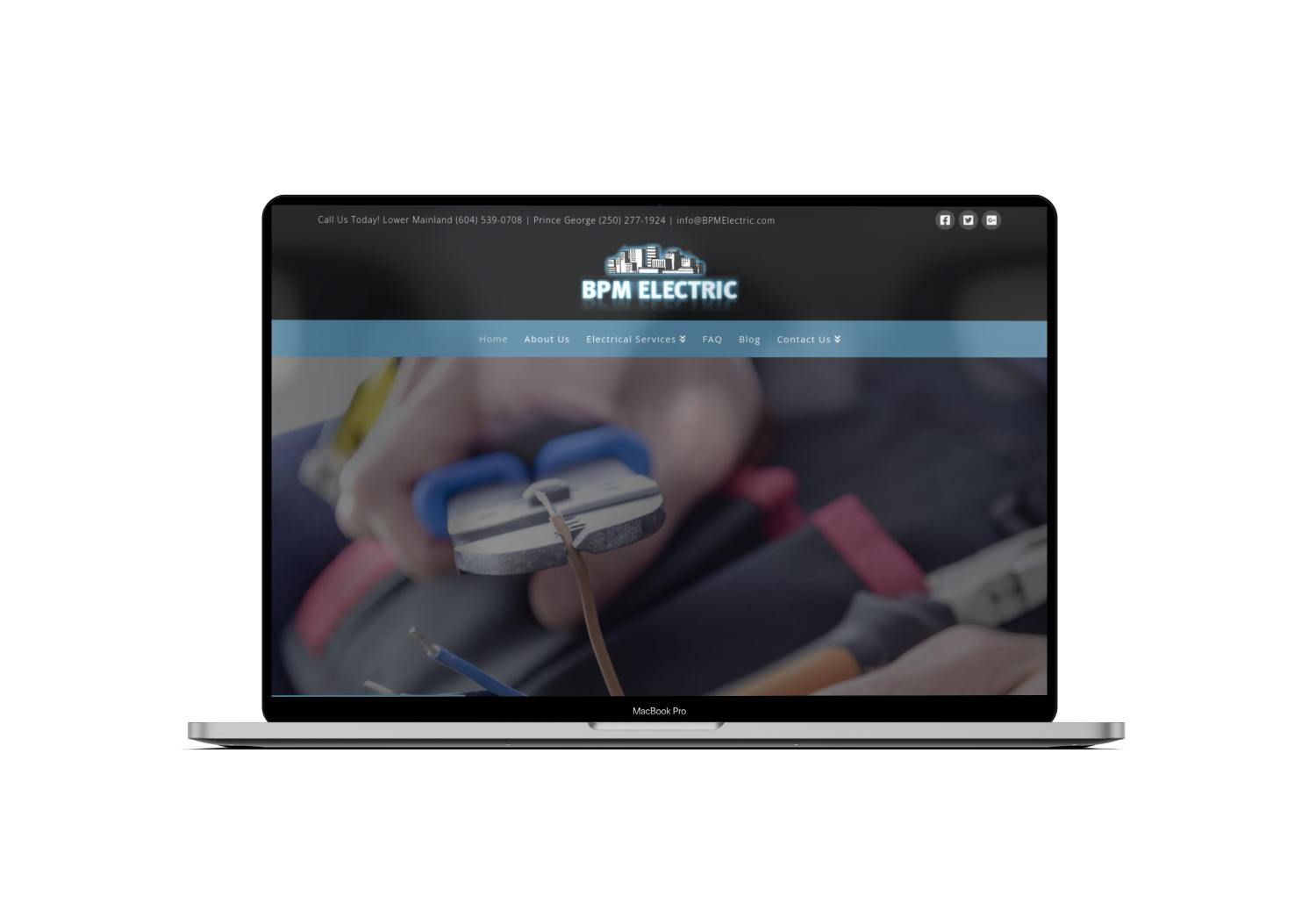 Mockup Mac Website Design for Electrical Services