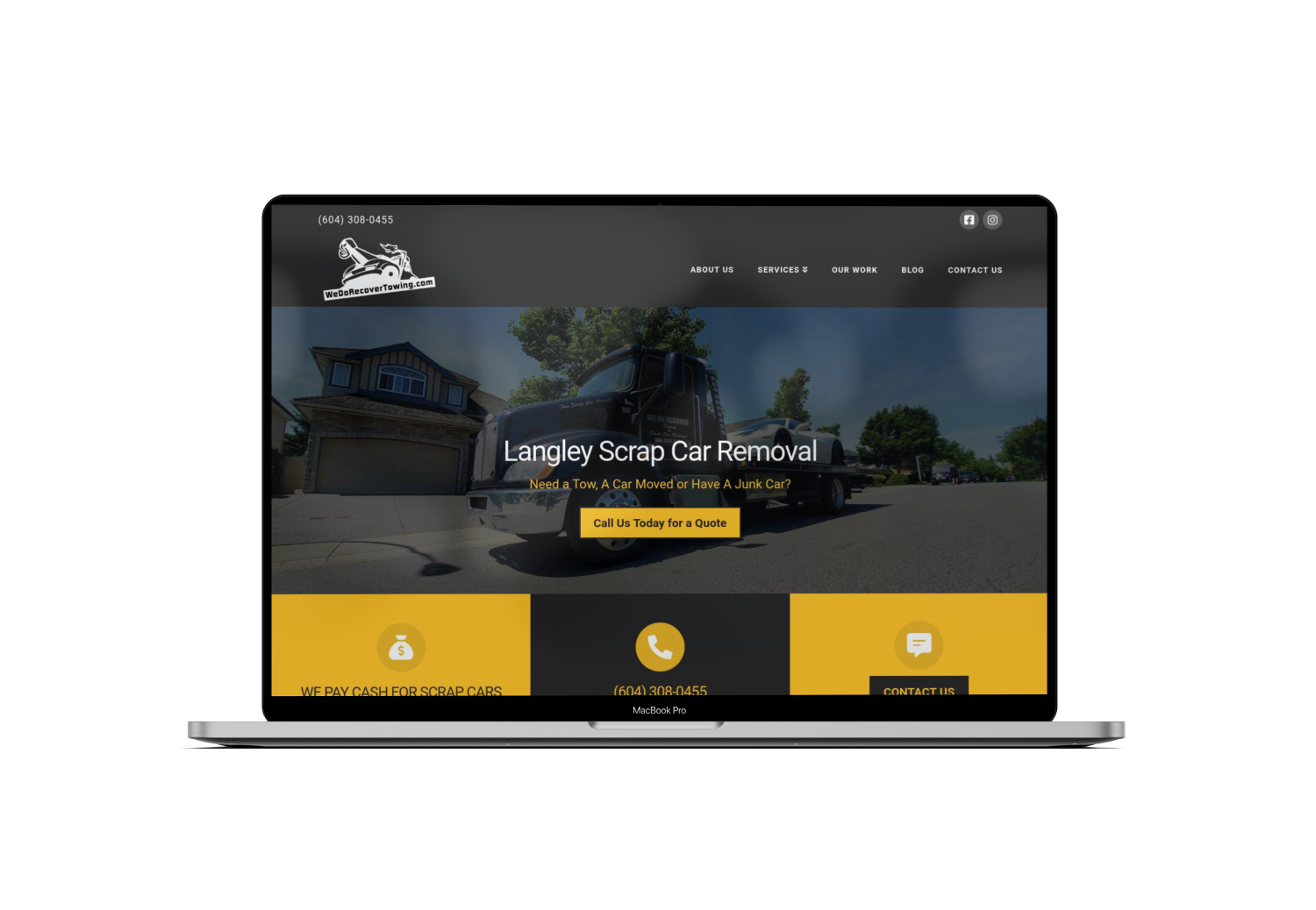 Mockup Mac Website Design for Scrap Car Removal Services