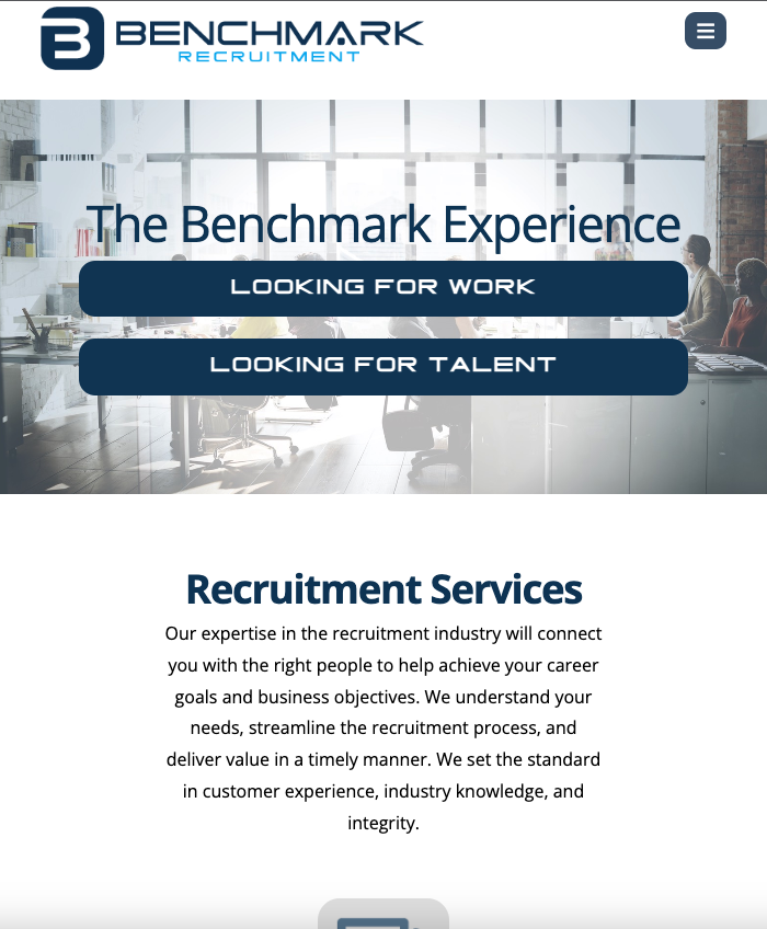 Web design for Recruitment Agency in Vancouver called Benchmark Tech Recruitment