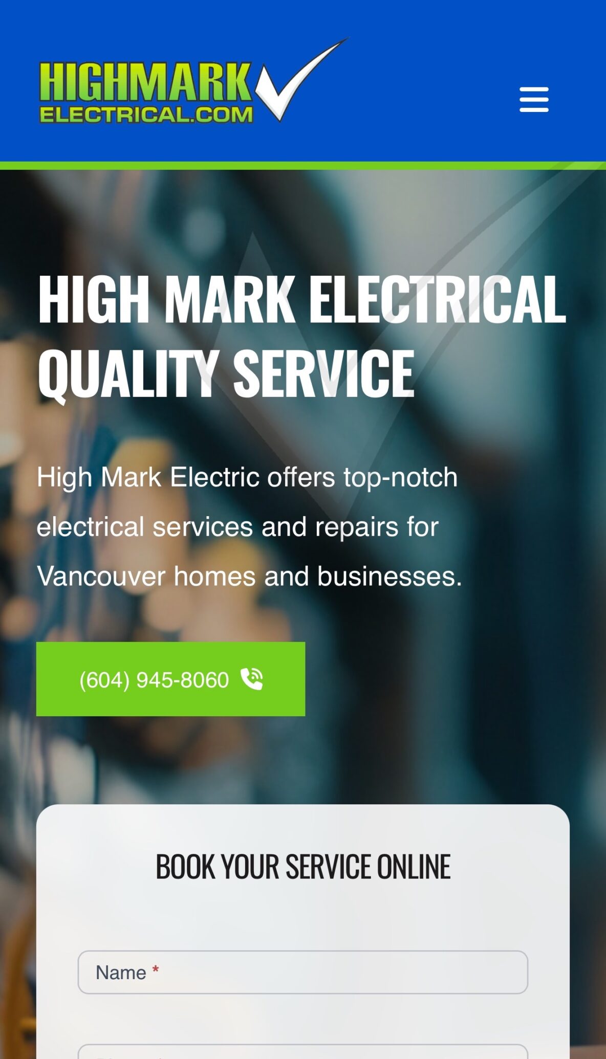 High Mark Electrical mobile responsive website design by Stigan Media.